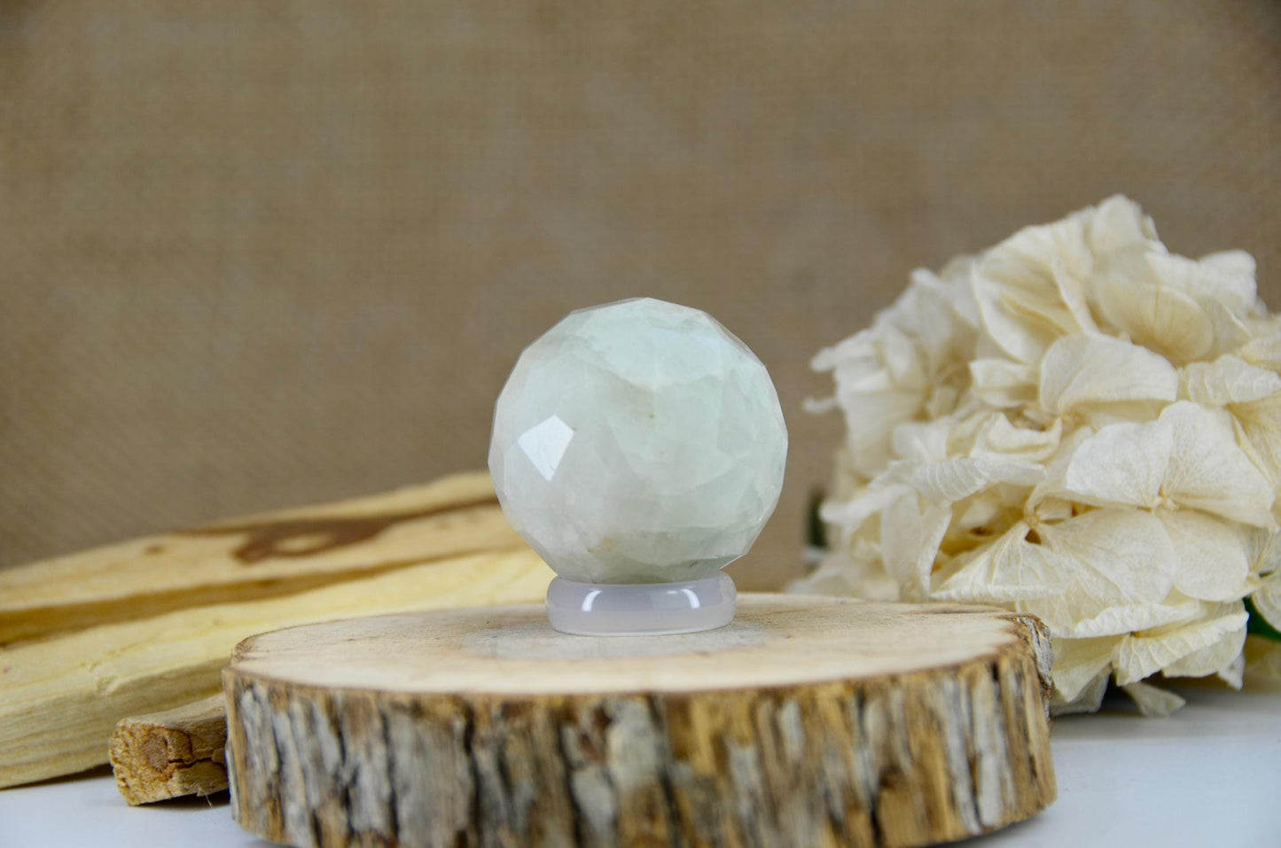 Faceted Aquamarine Sphere