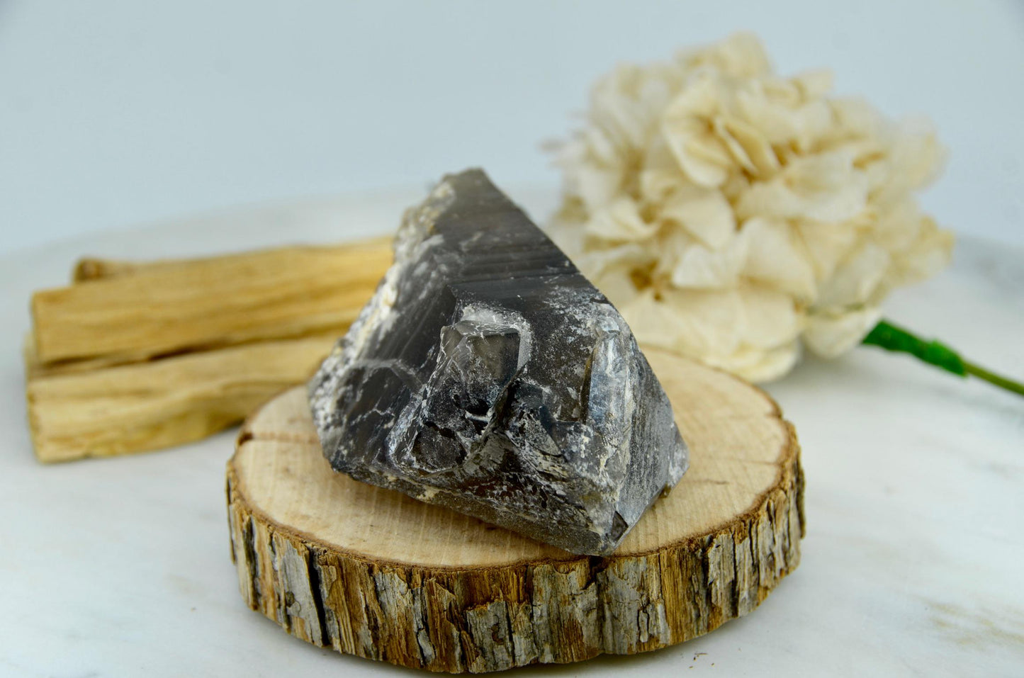 Double Terminated Elestial Smoky Quartz with Mica