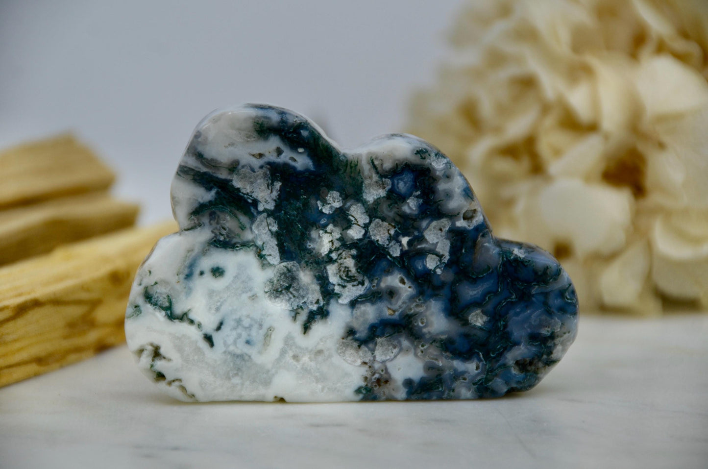 Moss Agate Cloud Carving