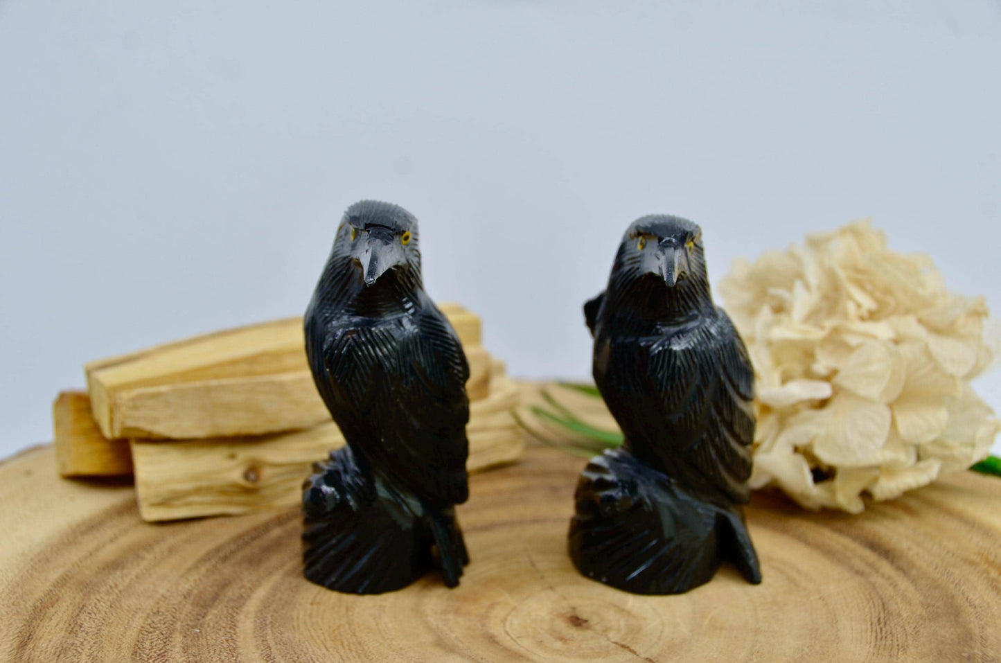Black Onyx Raven Carving