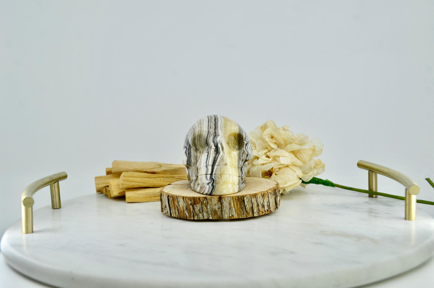 Black Phantom Calcite Skull Carving