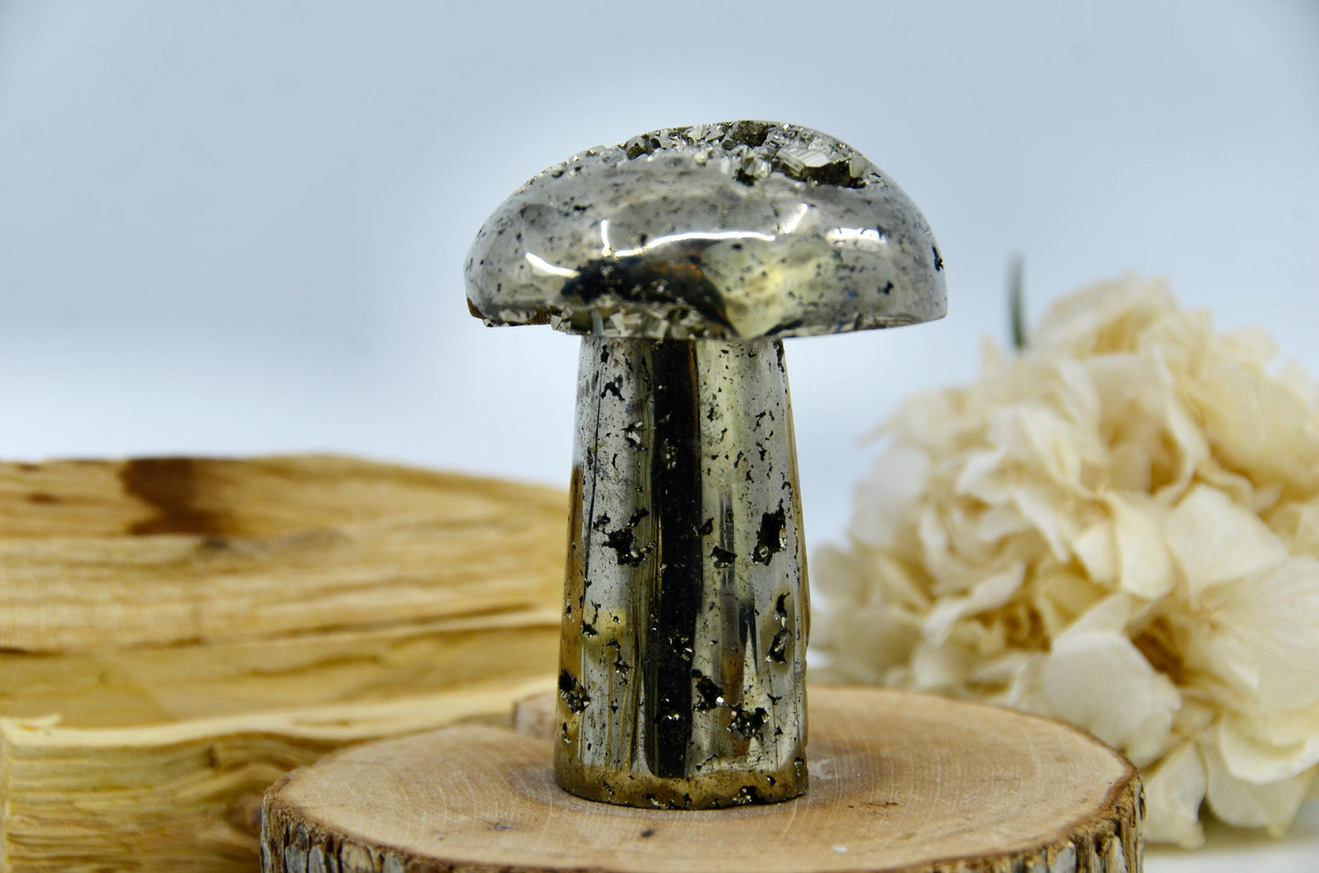 Pyrite Mushroom Carving