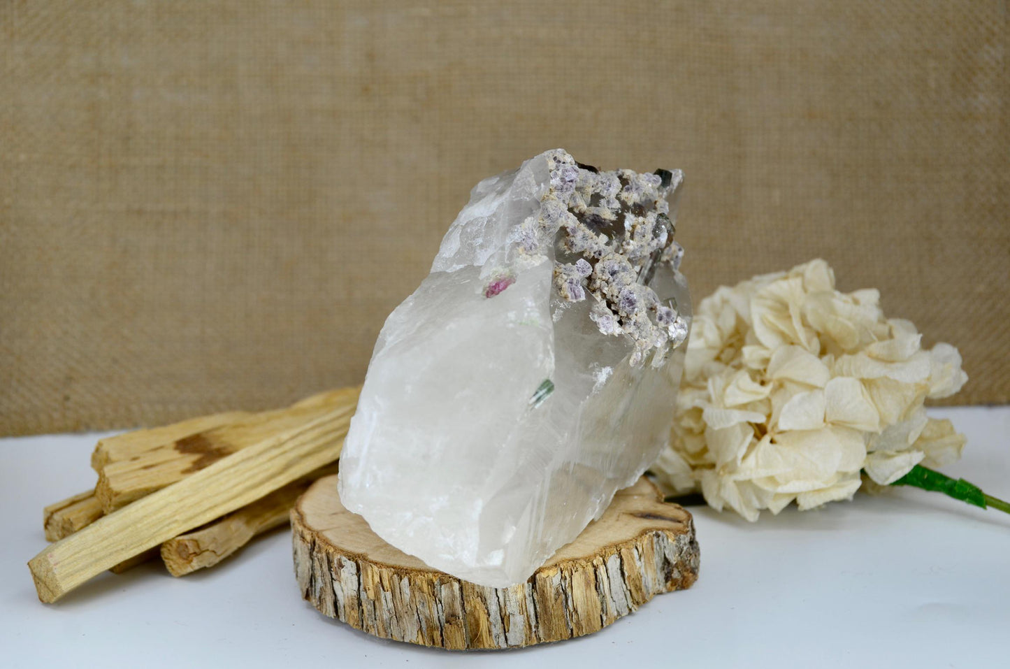 Rare Quartz with Lepidolite and Watermelon Tourmaline/Rare Crystal/ Metaphysical and Spiritual / Gemstones and Minerals